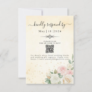 Roze & Witte Rose Blooms RSVP Kaartje