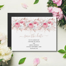 Roze Witte Rose Gouden bruiloft Save The Date Magn