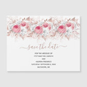 Roze Witte Rose Gouden bruiloft Save The Date Magn (Voorkant)