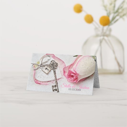 Roze witte Rose Plaatskaartje (Achterkant)