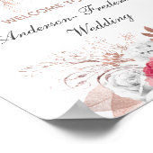 Roze witte roze goudbloem Welkomstteken Poster (Hoek)