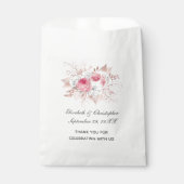 Roze Witte Roze Gouden Bloemige Trendy Bruiloft  Bedankzakje (Voorkant)