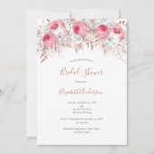 Roze Witte Roze Gouden Bloemrijke Trendy Bruidsdou Kaart (Voorkant)