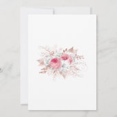 Roze Witte Roze Gouden Bloemrijke Trendy Bruidsdou Kaart (Achterkant)