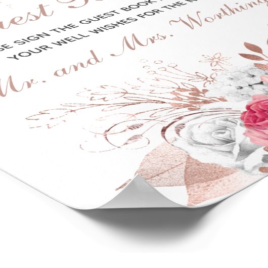 Roze witte roze gouden bruine bruinbruidjes poster (Hoek)