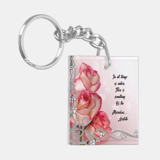 Roze/witte roze sleutelhanger Aristoteles (Voorkant Links)