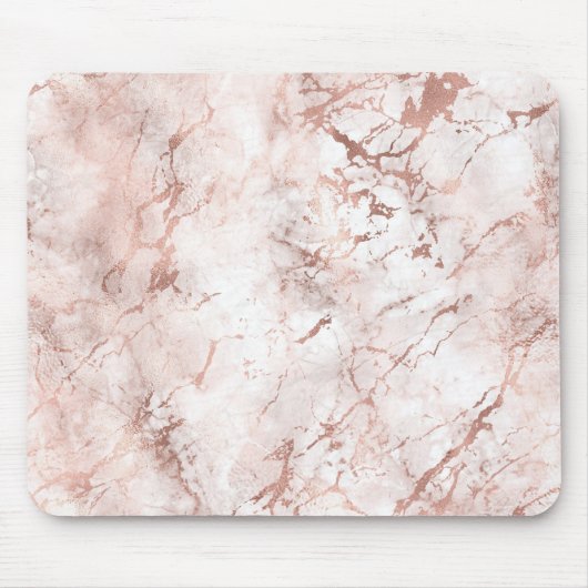 Roze Witte Rozegoud Nep Marmer Textuur Muismat (Voorkant)