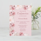 Roze/witte rozen Bevestigingsuitnodiging Kaart (Staand voorkant)