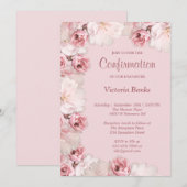 Roze/witte rozen Bevestigingsuitnodiging Kaart (Voorkant / Achterkant)