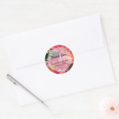 Roze Witte Rozen Bewerkbare Dank Je Ronde Sticker (Envelop)
