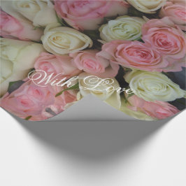 Roze witte rozen Bloem Patroon Bouquet Floral Cadeaupapier