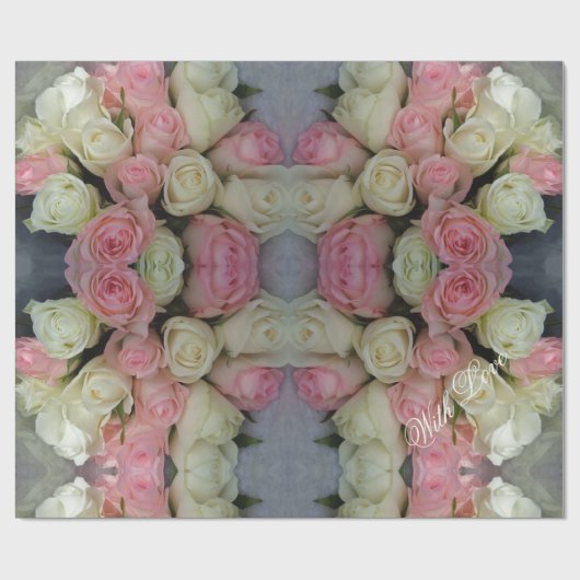 Roze witte rozen Bloem Patroon Bouquet Floral Cadeaupapier (Vlak)