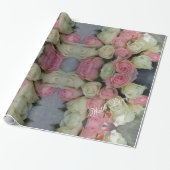 Roze witte rozen Bloem Patroon Bouquet Floral Cadeaupapier (Uitgerold)