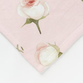  Roze Witte Rozen Bloemen Fleece Deken (Hoek)