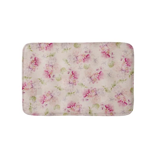 roze witte rozen bloemen patroon badmat (Voorkant)