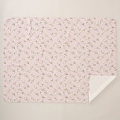  Roze Witte Rozen Bloemen Sherpa Deken (Voorkant (horizontaal))
