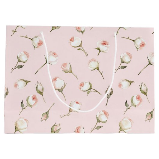 Roze Witte Rozen Bloemen Vrijgezellenfeest Groot Cadeauzakje (Achterkant)