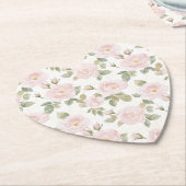  Roze Witte Rozen Bloemen Vrijgezellenfeest Kartonnen Onderzetters (Gekanteld)