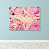 Roze witte rozen canvas afdruk (Insitu (Houten vloer))