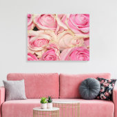 Roze witte rozen canvas afdruk (Insitu (Woonkamer))