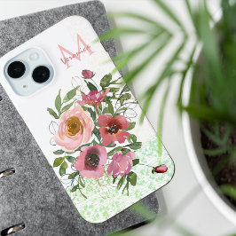 Roze witte rozen iPhone 15 case