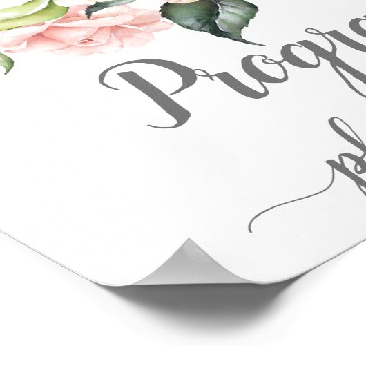 Roze witte rozen Eucalyptus Wedding Programs Sign Poster (Hoek)