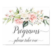Roze witte rozen Eucalyptus Wedding Programs Sign