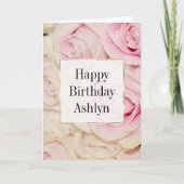  roze witte rozen kaart (Voorkant)