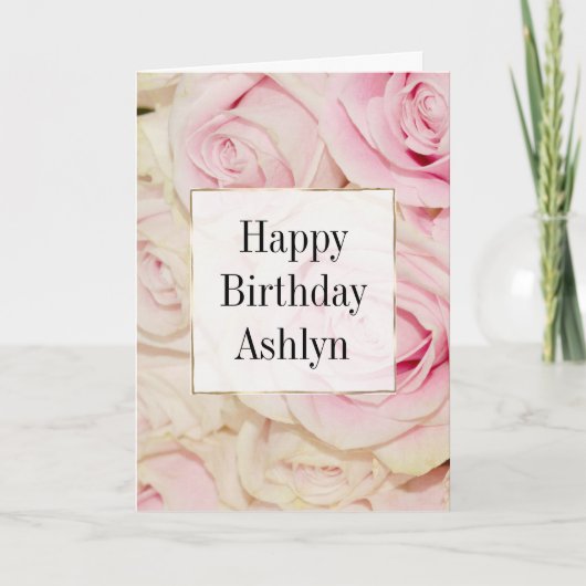  roze witte rozen kaart (Voorkant)