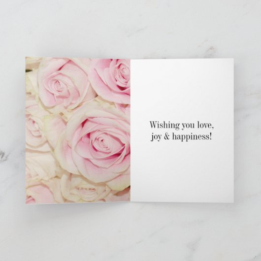  roze witte rozen kaart (Binnen)