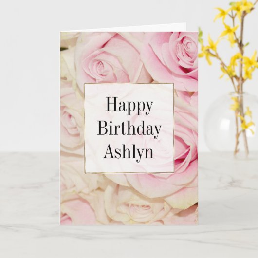  roze witte rozen kaart (Gele Bloem)