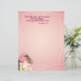 Roze Witte Rozen Kant Rand Stationery Schrift
