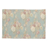 Roze witte Rozen op blauwe achtergrond Kussensloop (Achterkant)