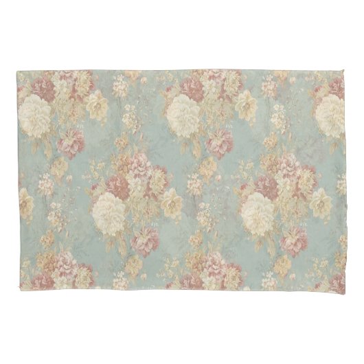 Roze witte Rozen op blauwe achtergrond Kussensloop (Voorkant)