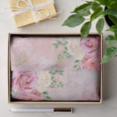 Roze witte rozen op de losse Waterverf van Marmer Tissuepapier (Geschenk)