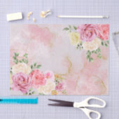 Roze witte rozen op de losse Waterverf van Marmer Tissuepapier (Craft)
