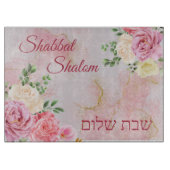 Roze witte rozen op Marble Background Waterverf Snijplank (Voorkant)