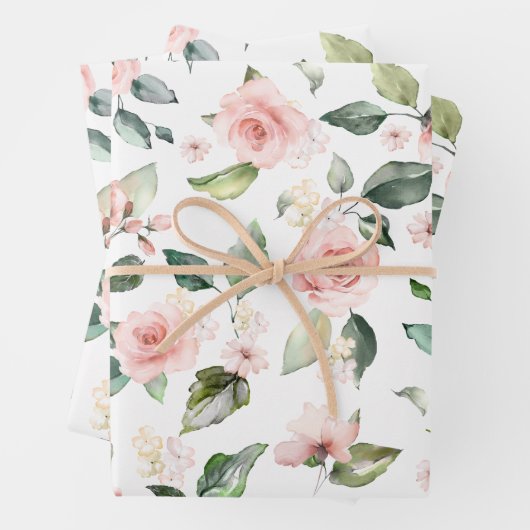 Roze witte rozen Papier Platte vellen Reeks 3 (In situ)