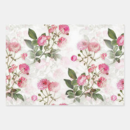 Roze witte rozen Papier Platte vellen Reeks 3