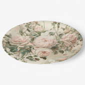  roze/witte rozen papieren bordje (Gekanteld)