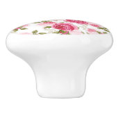 Roze witte Rozen Robuuste Floral Shabby Chic Keramische Knop (Zijkant)