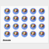 Roze witte rozen rode Oranje blauwe vlindervlinder Ronde Sticker (Vel)