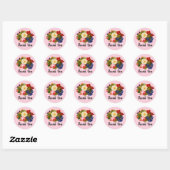 Roze witte rozen rode Oranje blauwe vlindervlinder Ronde Sticker (Vel)