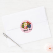 Roze witte rozen rode Oranje blauwe vlindervlinder Ronde Sticker (Envelop)