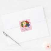 Roze witte rozen rode Oranje blauwe vlindervlinder Vierkante Sticker (Envelop)