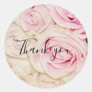  roze witte rozen ronde sticker