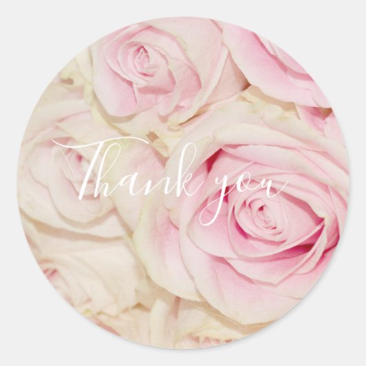 roze witte rozen ronde sticker (Voorkant)