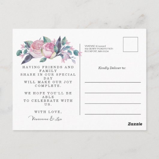 Roze witte rozenbloem Sla het Briefkaart Datum op (Achterkant)