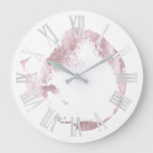 Roze witte rozenrode zwarte grijze Romeinse cijfer Grote Klok (Voorkant)