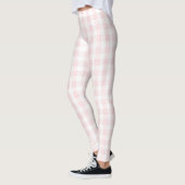 Roze Witte Ruit Strepen Leggings (Links)